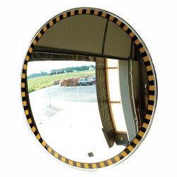 Уличное зеркало, диаметр 600 мм, с жёлто-чёрным кантом